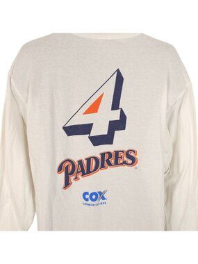 Vintage San Diego Padres T Shirt Mens Size XL White 90s 1998 Quilvio Veras MLB